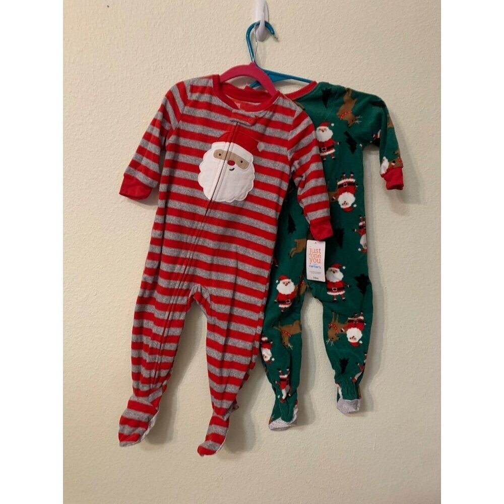 Carter's Fleece Christmas Pajamas 2 Pack Unisex Baby Size 18 Months Santa AE2